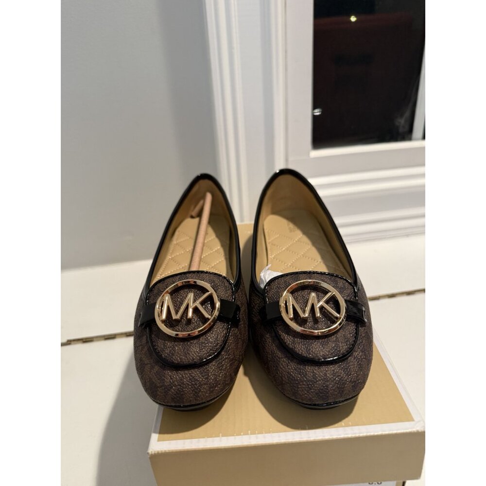 NWB Michael Kors Lillie Logo Moccasin Flats Brown Size 8 $115 [jb] - Picture 7 of 16